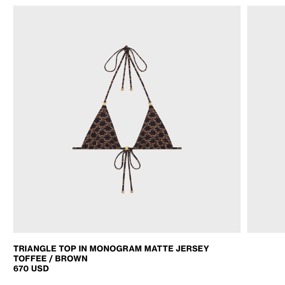 CELINE TRIANGLE TOP IN MONOGRAM MATTE JERSEY
TOFFEE / BROWN 36